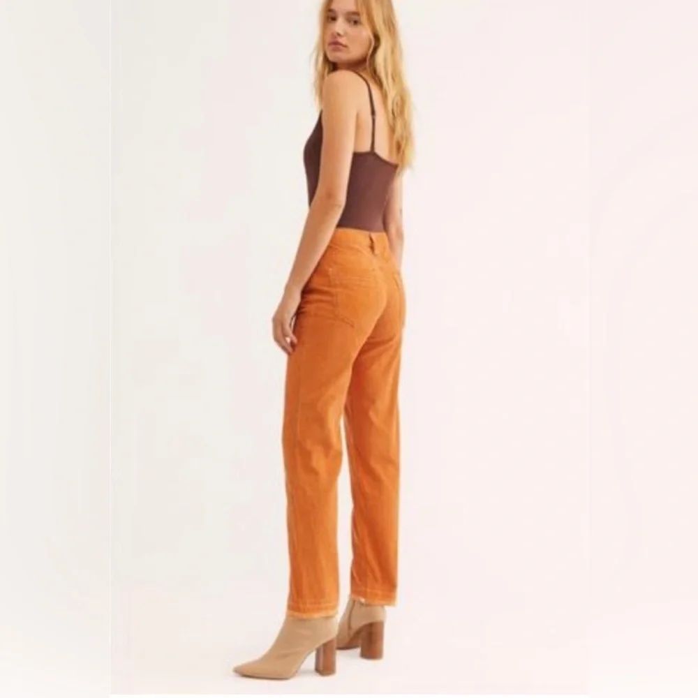 NWOT Free People We The Free Aces High Waist Straight Leg Cord Pant 29 Pale Rust - Picture 4 of 6